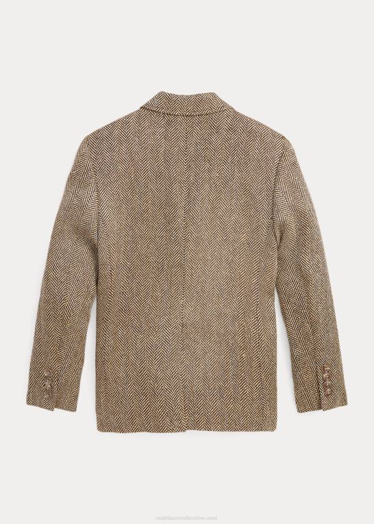 brun/brun børn Ralph Lauren sildebenssportsfrakke i hørblanding Z426B6174