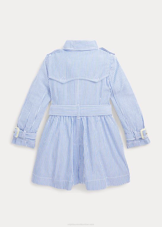 blå/hvid børn Ralph Lauren seersucker trenchcoat med hætte Z426B7349