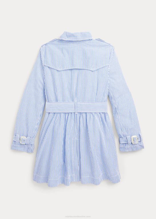 blå/hvid børn Ralph Lauren seersucker trenchcoat med hætte Z426B7527