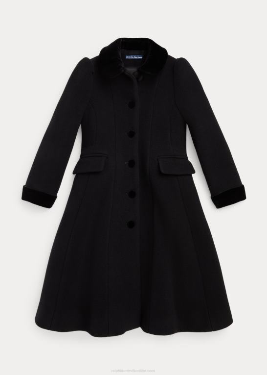 sort børn Ralph Lauren prinsessefrakke i uld i fløjl Z426B7359