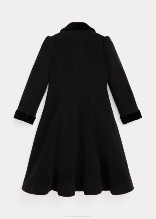 sort børn Ralph Lauren prinsessefrakke i uld i fløjl Z426B7359