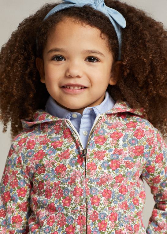 camden blomstret børn Ralph Lauren blomstret spa frotté hættetrøje med fuld lynlås Z426B6728