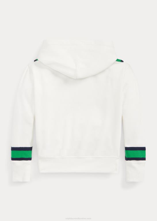 dækvask hvid børn Ralph Lauren cricket-stribet fleece hættetrøje Z426B7138