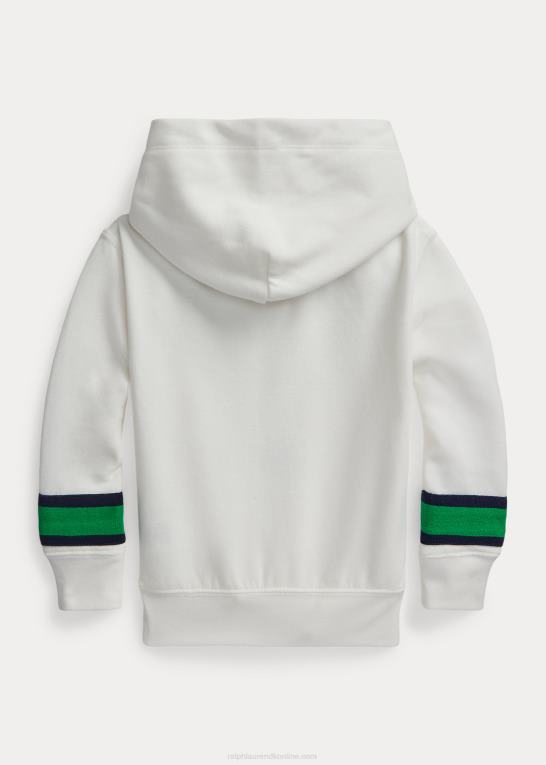 dækvask hvid børn Ralph Lauren cricket-stribet fleece hættetrøje Z426B9967