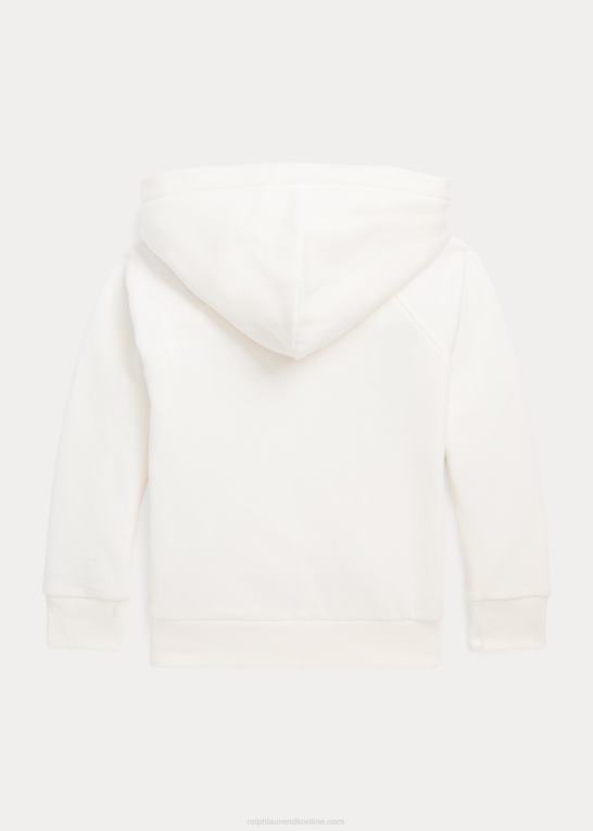 dækvask hvid børn Ralph Lauren stor pony fleece hættetrøje Z426B7353