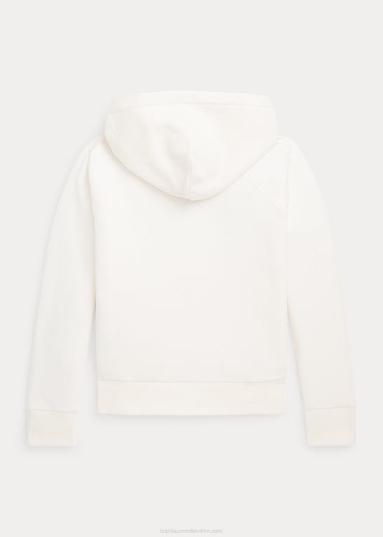 dækvask hvid børn Ralph Lauren stor pony fleece hættetrøje Z426B7496