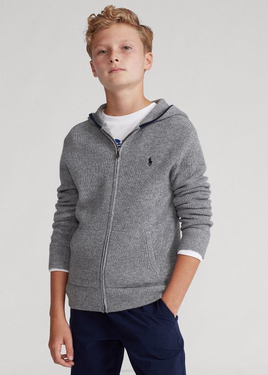 grå lyng børn Ralph Lauren kashmir hættetrøje med fuld lynlås Z426B6020