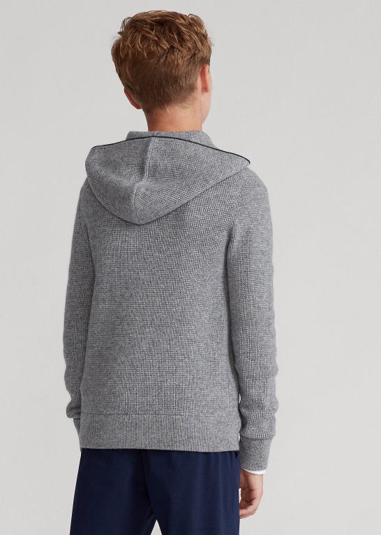 grå lyng børn Ralph Lauren kashmir hættetrøje med fuld lynlås Z426B6020