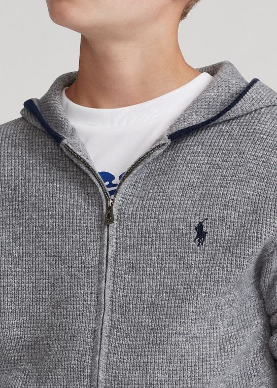 grå lyng børn Ralph Lauren kashmir hættetrøje med fuld lynlås Z426B6020