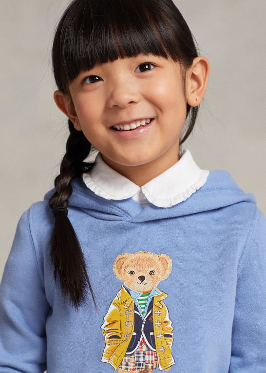 havneø blå børn Ralph Lauren polo bear fleece hættetrøje Z426B7348