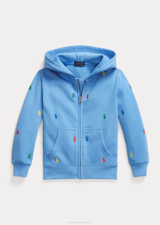 havneø blå børn Ralph Lauren polo pony fleece hættetrøje med fuld lynlås Z426B6459