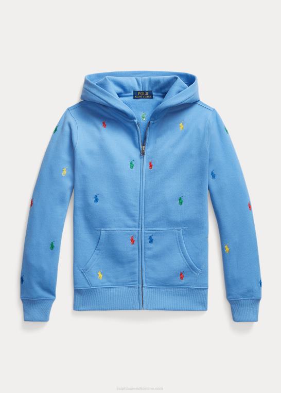 havneø blå børn Ralph Lauren polo pony fleece hættetrøje med fuld lynlås Z426B6603