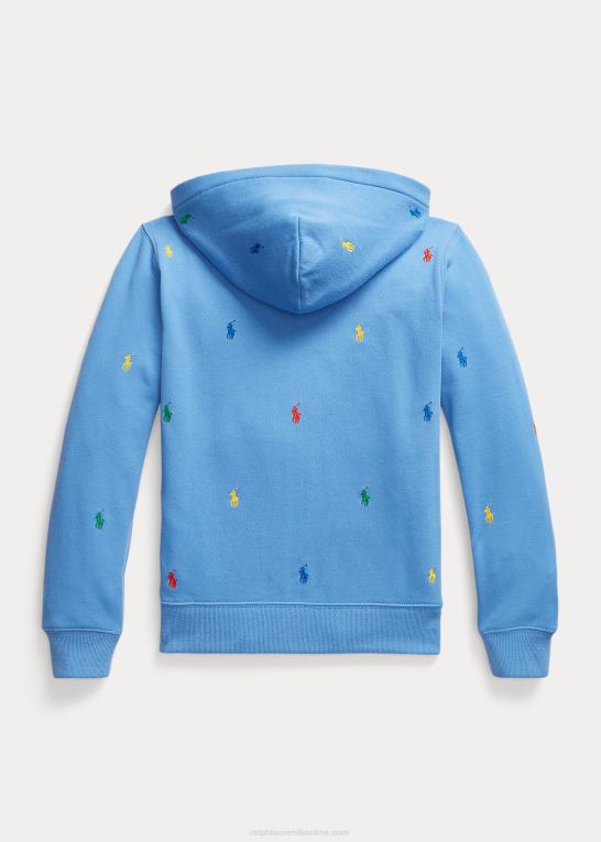 havneø blå børn Ralph Lauren polo pony fleece hættetrøje med fuld lynlås Z426B6603