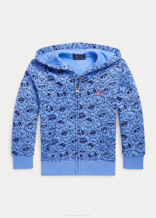 havneø blå/marine børn Ralph Lauren polo bear fleece hættetrøje med fuld lynlås Z426B5664