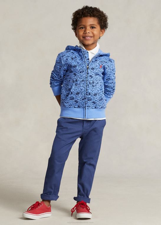 havneø blå/marine børn Ralph Lauren polo bear fleece hættetrøje med fuld lynlås Z426B5664