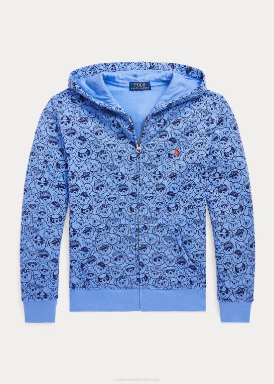 havneø blå/marine børn Ralph Lauren polo bear fleece hættetrøje med fuld lynlås Z426B6162