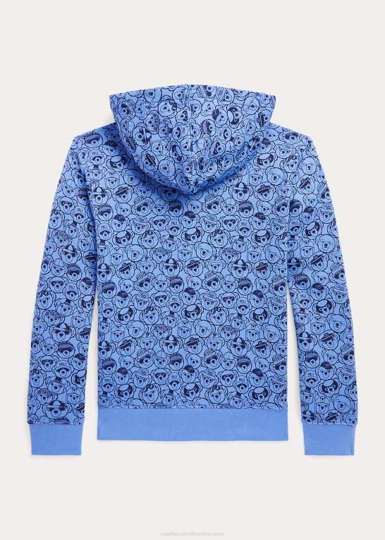havneø blå/marine børn Ralph Lauren polo bear fleece hættetrøje med fuld lynlås Z426B6162