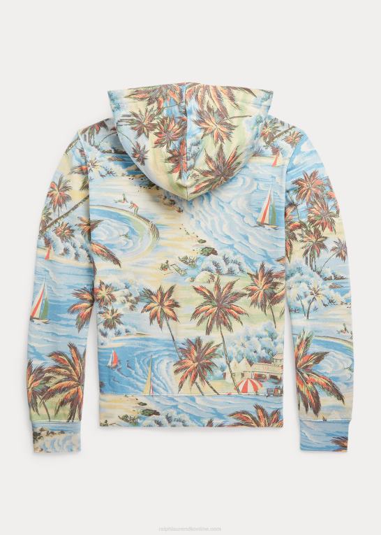 hawaiiansk strandbasar børn Ralph Lauren hættetrøje med fuld lynlås i spafrotté med tropisk tryk Z426B6117