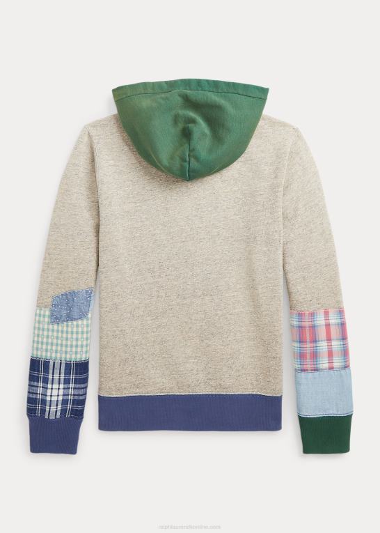 loftlyng børn Ralph Lauren patchwork fleece grafisk hættetrøje Z426B9830