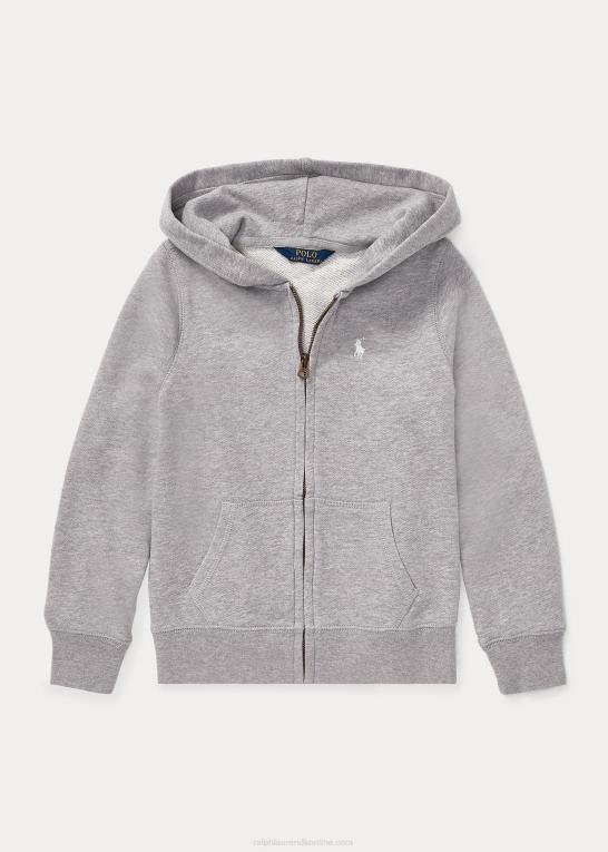 lysegrå lyng børn Ralph Lauren fransk frotté hættetrøje Z426B7027