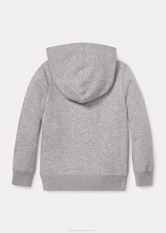 lysegrå lyng børn Ralph Lauren fransk frotté hættetrøje med fuld lynlås Z426B6925