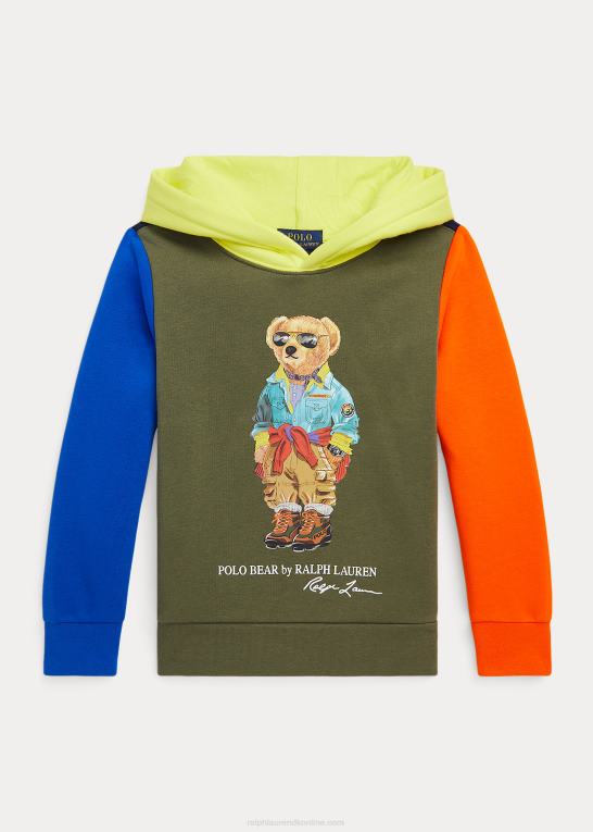 mørk salvie multi børn Ralph Lauren polobjørn farveblokeret fleece-hættetrøje Z426B6531