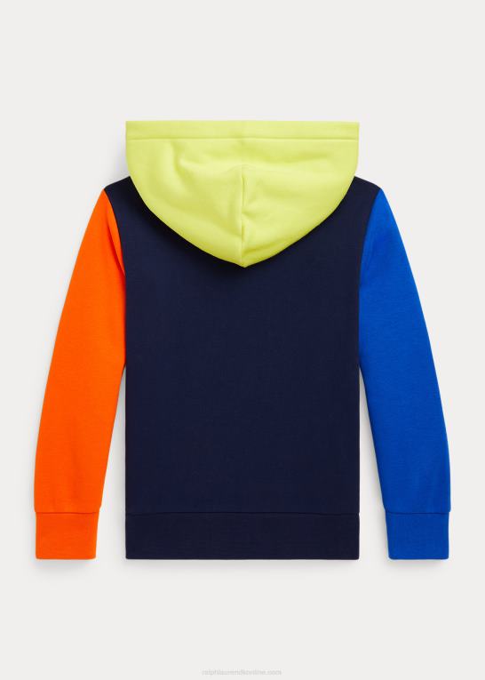 mørk salvie multi børn Ralph Lauren polobjørn farveblokeret fleece-hættetrøje Z426B6531