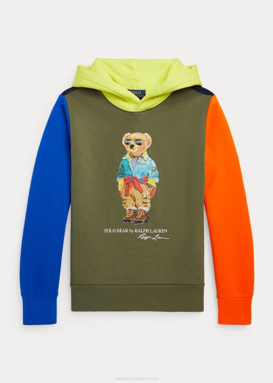mørk salvie multi børn Ralph Lauren polobjørn farveblokeret fleece-hættetrøje Z426B6649
