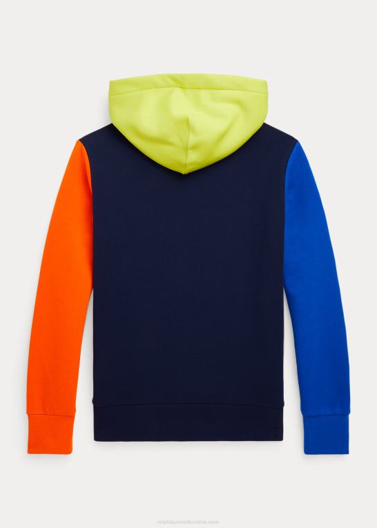 mørk salvie multi børn Ralph Lauren polobjørn farveblokeret fleece-hættetrøje Z426B6649
