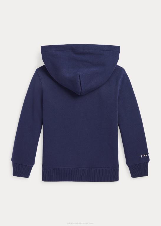 marineblå/pink børn Ralph Lauren pony fleece hættetrøje Z426B5717