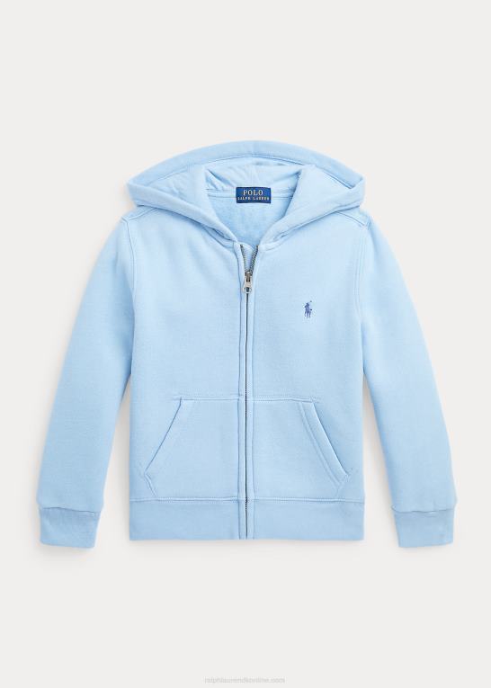 pudder blå børn Ralph Lauren stor pony logo fleece hættetrøje med fuld lynlås Z426B5748