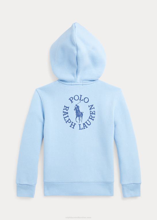 pudder blå børn Ralph Lauren stor pony logo fleece hættetrøje med fuld lynlås Z426B5748