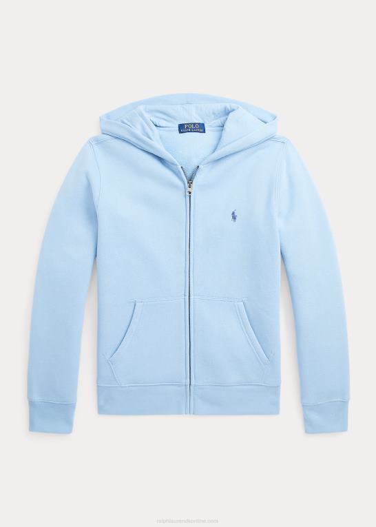 pudder blå børn Ralph Lauren stor pony logo fleece hættetrøje med fuld lynlås Z426B6107