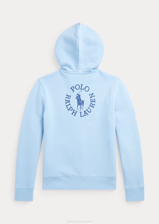 pudder blå børn Ralph Lauren stor pony logo fleece hættetrøje med fuld lynlås Z426B6107