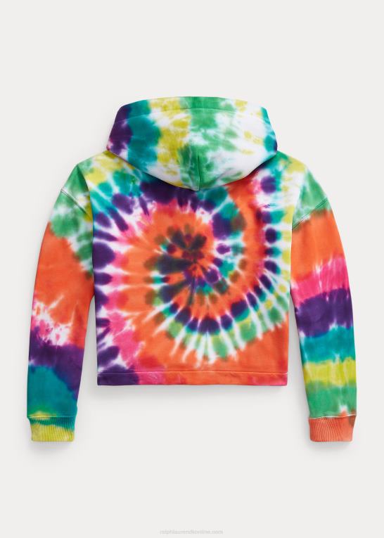 regnbuebindsfarve børn Ralph Lauren tie-dye hættetrøje i bomuldsfrotté Z426B7111