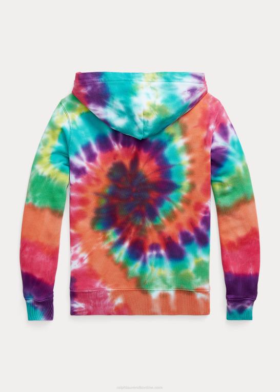regnbuebindsfarve børn Ralph Lauren tie-dye hættetrøje i fransk bomuldsfrotté Z426B6130