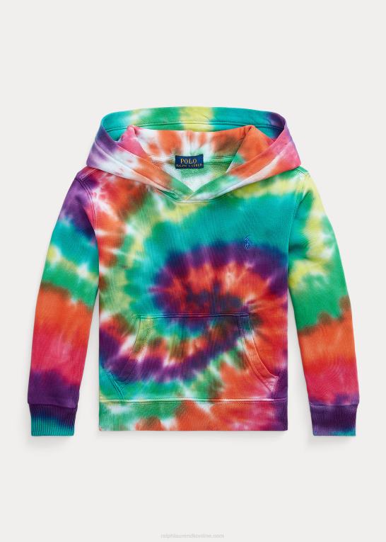 regnbuebindsfarve børn Ralph Lauren tie-dye hættetrøje i fransk bomuldsfrotté Z426B9790