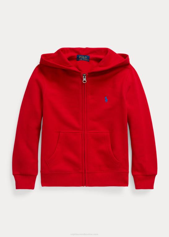 rl 2000 rød børn Ralph Lauren logo fleece hættetrøje med fuld lynlås Z426B6497