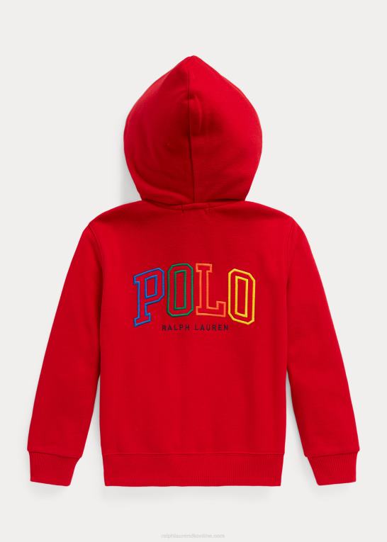 rl 2000 rød børn Ralph Lauren logo fleece hættetrøje med fuld lynlås Z426B6497