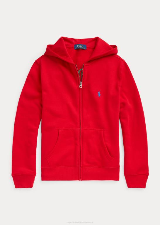 rl 2000 rød børn Ralph Lauren logo fleece hættetrøje med fuld lynlås Z426B6635