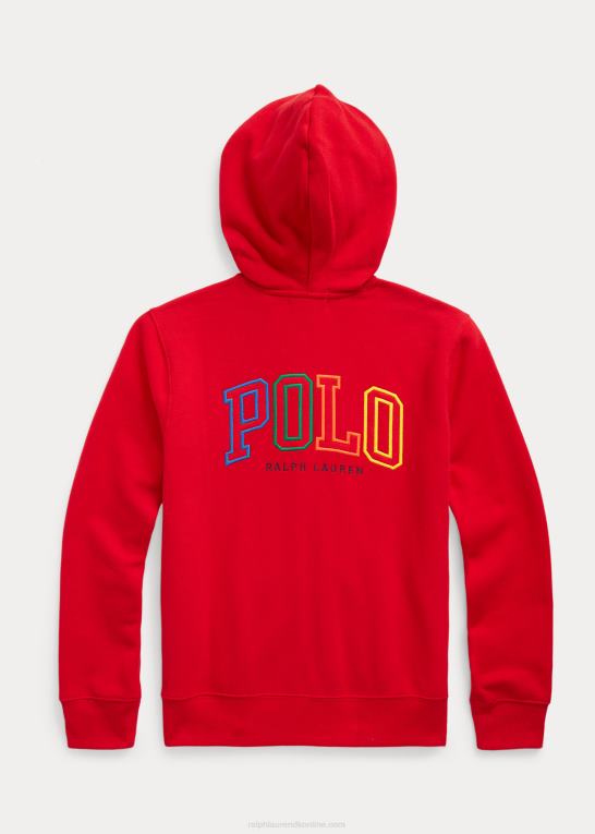 rl 2000 rød børn Ralph Lauren logo fleece hættetrøje med fuld lynlås Z426B6635