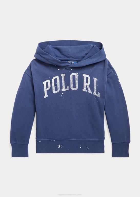 rustik marine børn Ralph Lauren maling-splatter-print spa frotté hættetrøje Z426B7368