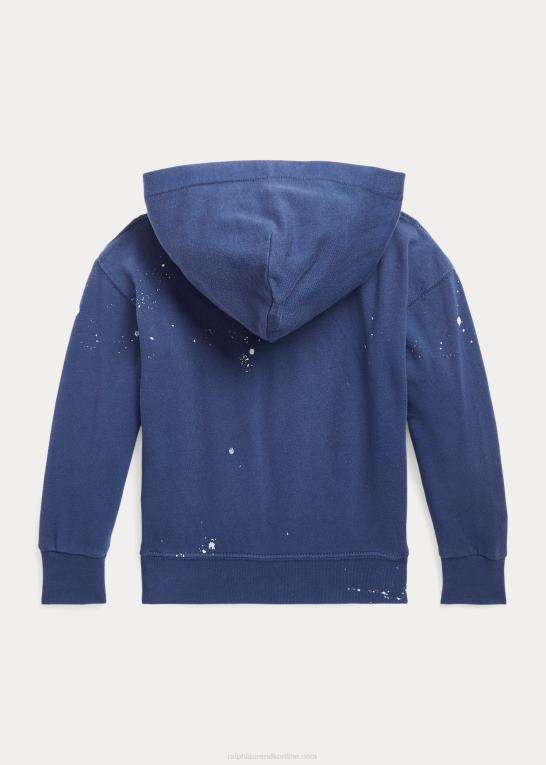 rustik marine børn Ralph Lauren maling-splatter-print spa frotté hættetrøje Z426B7368