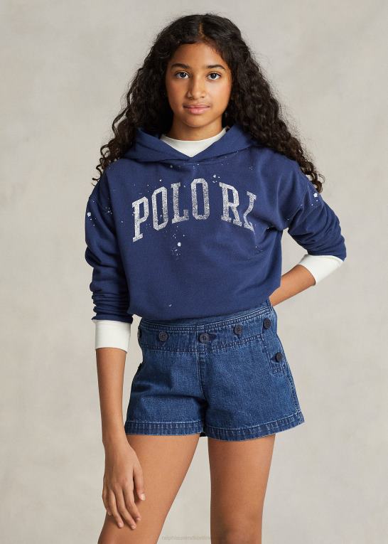rustik marine børn Ralph Lauren maling-splatter-print spa frotté hættetrøje Z426B7488