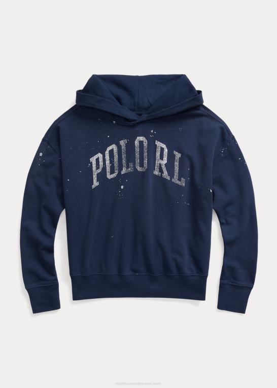 rustik marine børn Ralph Lauren maling-splatter-print spa frotté hættetrøje Z426B7488