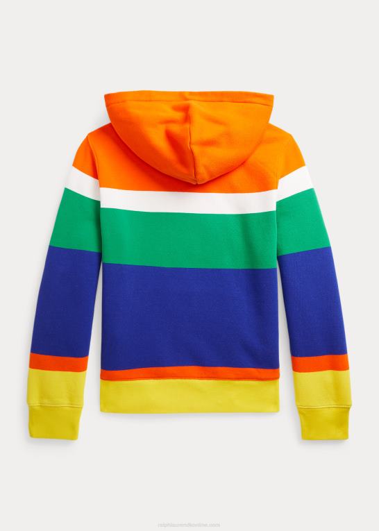 sejlende orange multi børn Ralph Lauren logo stribet fleece hættetrøje Z426B9818