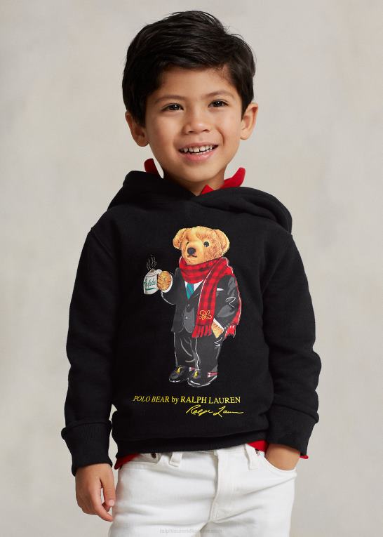 sort børn Ralph Lauren månenytår polobjørn hættetrøje Z426B6439