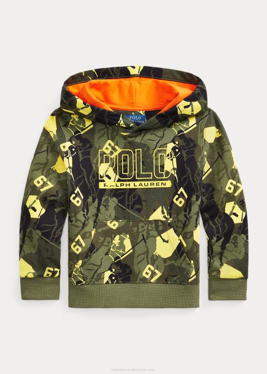 topmøde camo børn Ralph Lauren dobbeltstrikket hættetrøje med logo Z426B9801