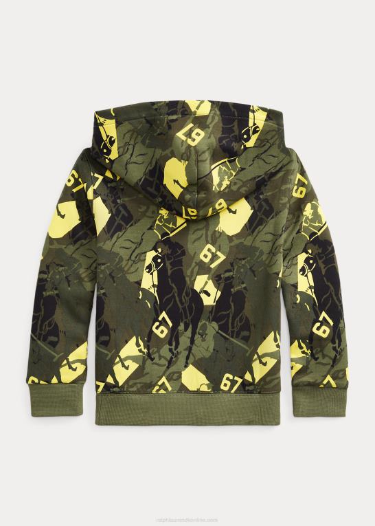 topmøde camo børn Ralph Lauren dobbeltstrikket hættetrøje med logo Z426B9801