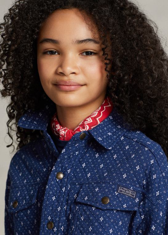 clementine calico børn Ralph Lauren dobbeltstrikket skjortejakke med geometrisk tryk Z426B6967